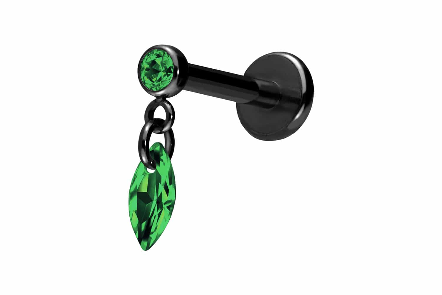 Titan Labret Piercing mit Push Fit KRISTALLOVAL